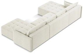 Бежов разтегателен ъглов диван с място за съхранение (U форма) Moku – Makamii