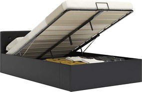 285512 vidaXL Легло с повдигащ механизъм, черно, изкуствена кожа, 120x200 cм