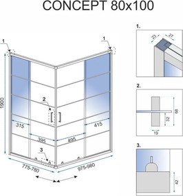 Душ кабина Rea Concept Black 80x100