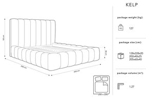 Светлосиво тапицирано двойно легло с място за съхранение 200x200 cm Kelp - Micadoni Home