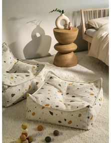 Бял детски пуф от букле и шенил Terrazzo Square – Wigiwama