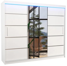 Гардероб с плъзгащи врати с огледало RIMBA, 250x215x58, бял