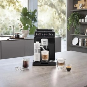 Кафеавтомат DeLonghi Eletta Explore ECAM450.65.G, 1450W, 19 bar, 1.8l, Wi-Fi, Сензорен TFT дисплей, LatteCrema hot/cool, Twin Shot, To-Go, +Мляно кафе, Черен/сив