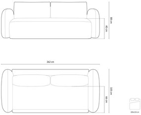 Кремав кадифен сгъваем/с място за съхранение диван 262 cm Tonale – Cosmopolitan Design