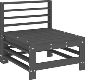 825613 vidaXL Градински среден диван, сив, бор масив