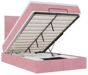 3314239 vidaXL Османска легло с матраци и LED, розово, 120x190 см, кадифе