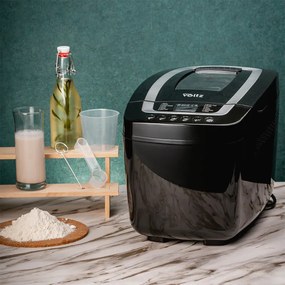 Хлебопекарна с 2 бъркалки Oliver Voltz OV51446B, 800W, 12 програми, LCD дисплей, Таймер, Черен