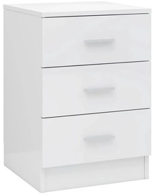800462 vidaXL Нощно шкафче, бял гланц, 38x35x56 см, инженерно дърво