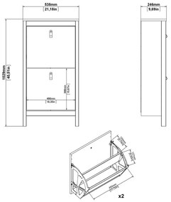Сиво-бежова накланяща се стойка за обувки Madrid – Tvilum