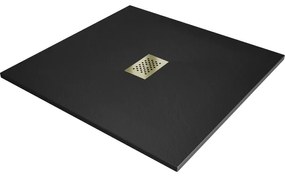 Mexen Hugo квадратен поддуш SMC 100 x 100 см, черен, златен капак - 42701010-G