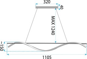 Suspension LHJ019-CP 120 cm NOIR