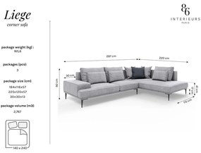 Розов ъглов разтегателен диван , десен ъгъл Liege - Interieurs 86
