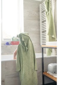 Зелена памучна детска хавлия с качулка 75x75 cm Dinosaur – Kindsgut