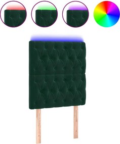 3122793 vidaXL LED горна табла за легло, тъмнозелена, 80x7x118/128 см, кадифе