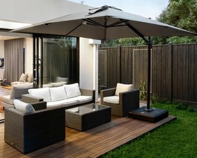 Сив градински чадър със стойка 3 x 4 м