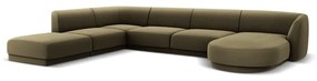 Ъглов диван от зелено кадифе (ляв ъгъл/U) Miley - Micadoni Home