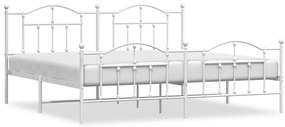353513 vidaXL Метална рамка за легло с горна и долна табла, бяла, 200x200 см