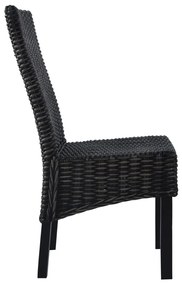 275469 vidaXL Трапезни столове, 4 бр, черни, кубу ратан и мангова дървесина