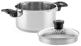 Тенджера Luigi Ferrero Sophia FR-3402, 18x10 см, 2.3 л, Стомана 18/10, Стъклен капак, Индукция, Инокс