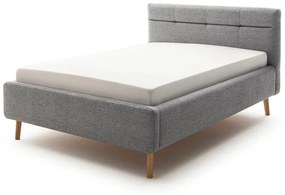 Сиво тапицирано двойно легло с място за съхранение с решетка 140x200 cm Lotte - Meise Möbel