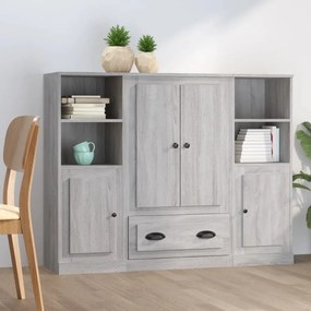 3185325 vidaXL Високи шкафове, 3 бр, сив сонома, инженерно дърво