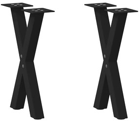 4012892 vidaXL Крака за масичка за кафе, X-образни, 2 бр., черни, 38 x (42-43) см, стомана