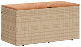 365957 vidaXL Градинска кутия за съхранение бежов 110x50x54см PE ратан акация
