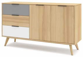 Нисък скрин с дъбов декор в естествен цвят 140x81 cm Elfa - Marckeric