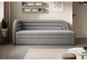 Сив сгъваем/с място за съхранение диван от прежда с примки от букле ляв ъгъл 223 cm Fabillo – ELTAP