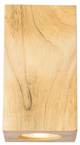 Рустикална стенна лампа дърво квадратна 2-светлина - Sandy