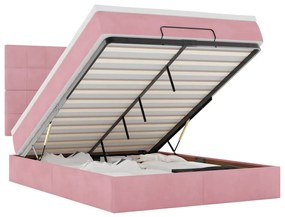 3314323 vidaXL Османска легло с матраци и LED, розово, 140x190 см, кадифе