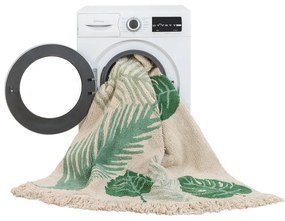 Зелен и кремав ръчно изработен памучен детски килим подходящ за пране 140x200 cm Tropical Green – Lorena Canals