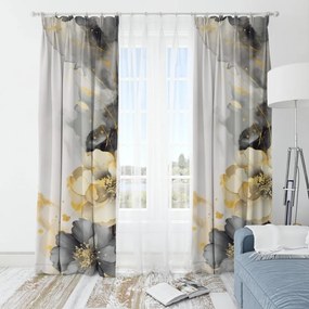 Елегантна завеса с флорален десен в сиви нюанси