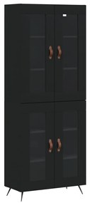 3198250 vidaXL Висок шкаф, черен, 69,5x34x180 см, инженерно дърво