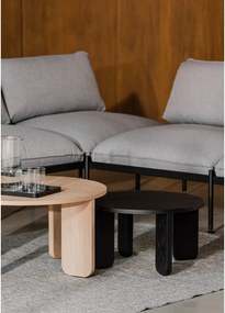 Черна кръгла масичка за кафе с дъбов плот ø 55 cm Kuvu – noo.ma