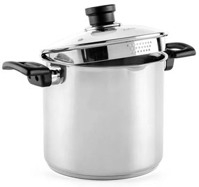 Дълбока тенджера Luigi Ferrero Sophia FR-3407, 20x18 см, 5.6 л, Стомана 18/10, Стъклен капак с отвор за пара, Индукция, Инокс