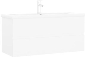 3071657 vidaXL Шкаф за мивка с вградено корито, бял, инженерно дърво