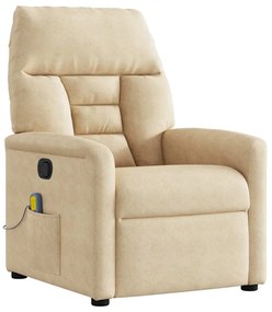 4015574 vidaXL Масажен наклоняем стол, кремав, микрофибърен текстил