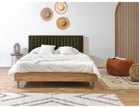 Тъмнозелено/естествено двойно легло с решетка 180x200 cm Oceane - Bobochic Paris