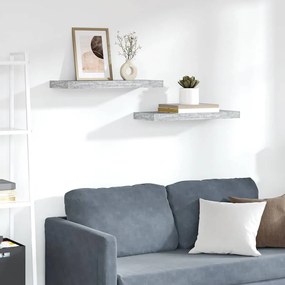 326598 vidaXL Окачени стенни рафтове, 2 бр, бетонно сиви, 60x23,5x3,8 см, МДФ