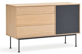 Антрацитно сив скрин с дъбов фурнир, ширина 128 см Yoko - Teulat