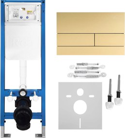 Комплект Структура за Вграждане за WC Slim 024N с Бутон T Brush Gold