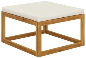 311865 vidaXL Табуретка, кремава възглавница, акациево дърво масив