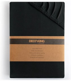 Черен еластичен чаршаф от джърси 180x200 cm Amber – Restilo