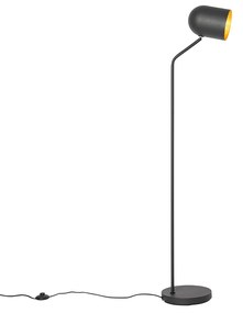 Модерна подова лампа черна със злато регулируема - Morik