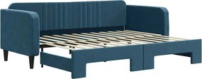 3197062 vidaXL Канапе с изтеглящо разтегателно легло синьо 90x200 см кадифе