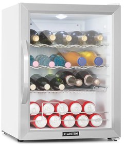 Klarstein Beersafe XL Crystal White, хладилник, D, 60 л, LED, стъклена врата, бяло/сребристо