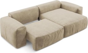 Светлокафяв шенилов сгъваем ъглов диван (десен ъгъл) Kuki – Makamii