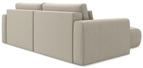 Бежов кадифен разтегателен ъглов диван с място за съхранение (ляв ъгъл) Kapua – Makamii