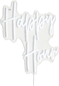 Неонова стенна лампа бяла с LED - Happy Hour